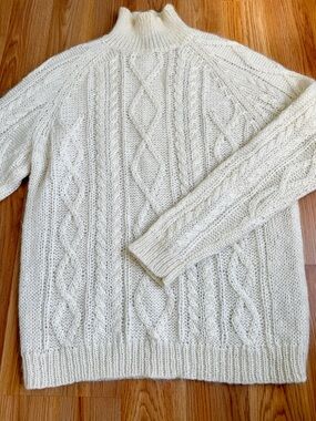 Alpaca Blend Chunky Knit Sweater Cream Cozy Luxe